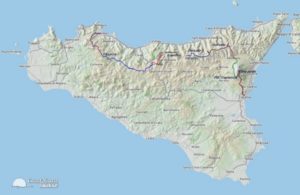 mappa palermo catania etna coast2coast bike tour